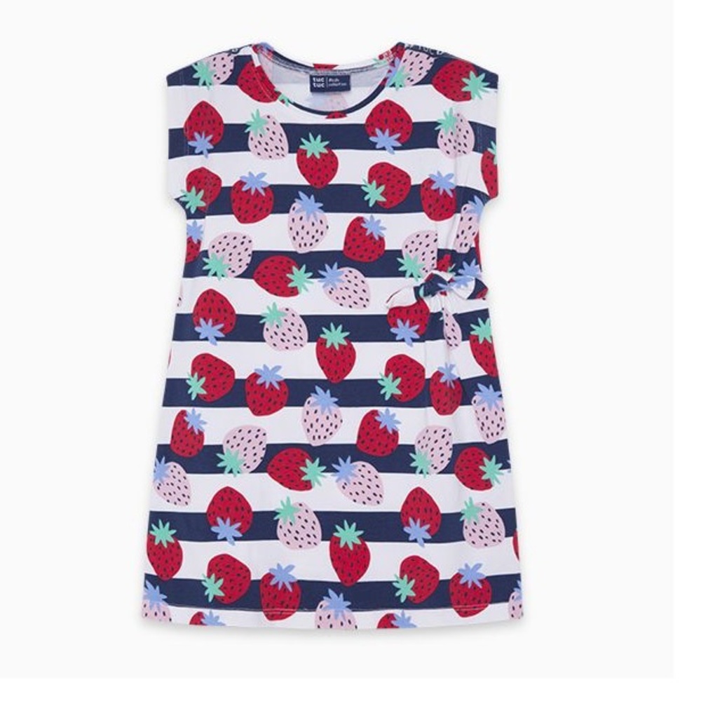 Kids' Strawberry Stripe Casual Dress - Navy & Red